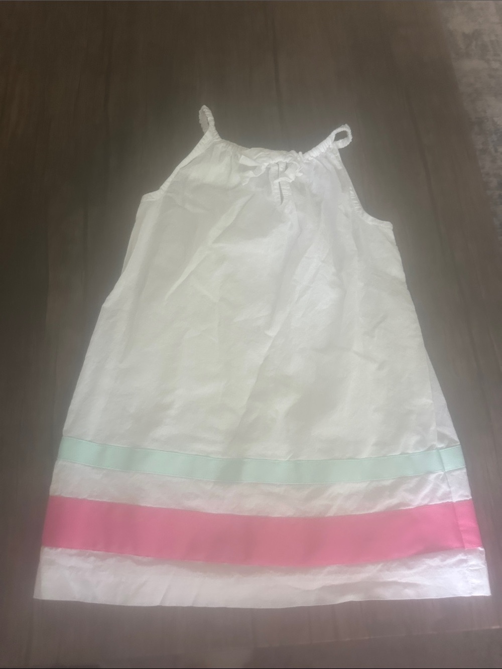 Janie and Jack White Tank Dress with Mint and Pink Stripes